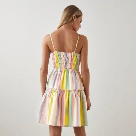 RAILS Carmen Guava Striped Multicolor Smocked Mini Dress Size Small NWT - Picture 2 of 7